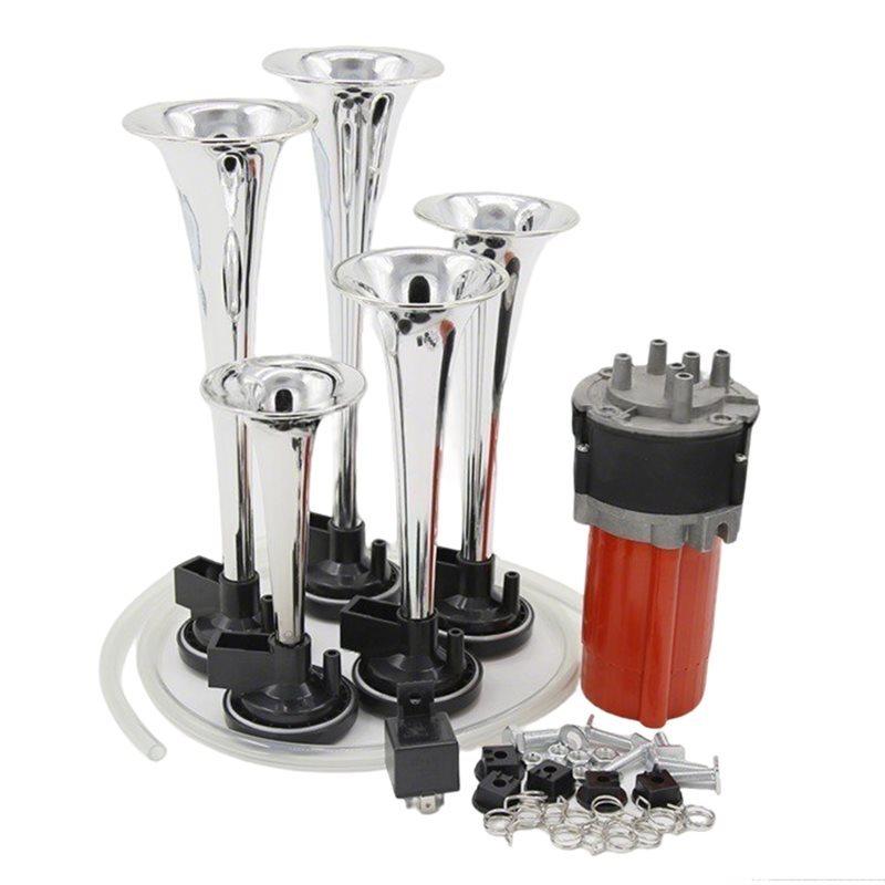 Musical 5 Air Horns 12V Trumpet Dixieland Melody Horn With Compressor For Vehicle Car Truck Boat