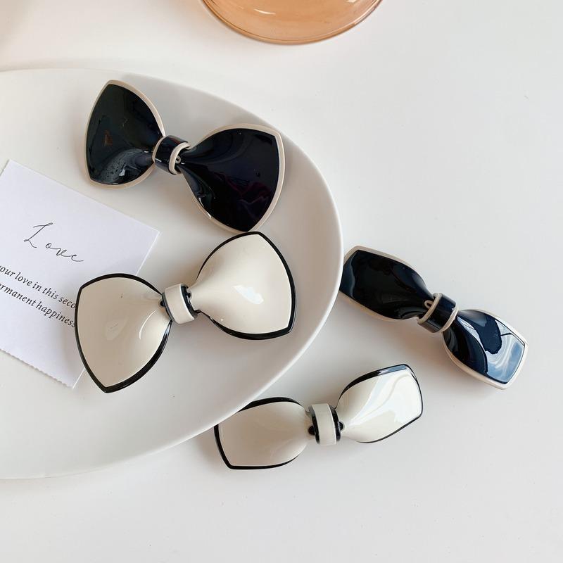 Korean Hair Clips for Women Bowknot Hair Barrettes Elegant Solid Color Plastic Cute Hairclip Girl Hair Accessories New Hair Clip