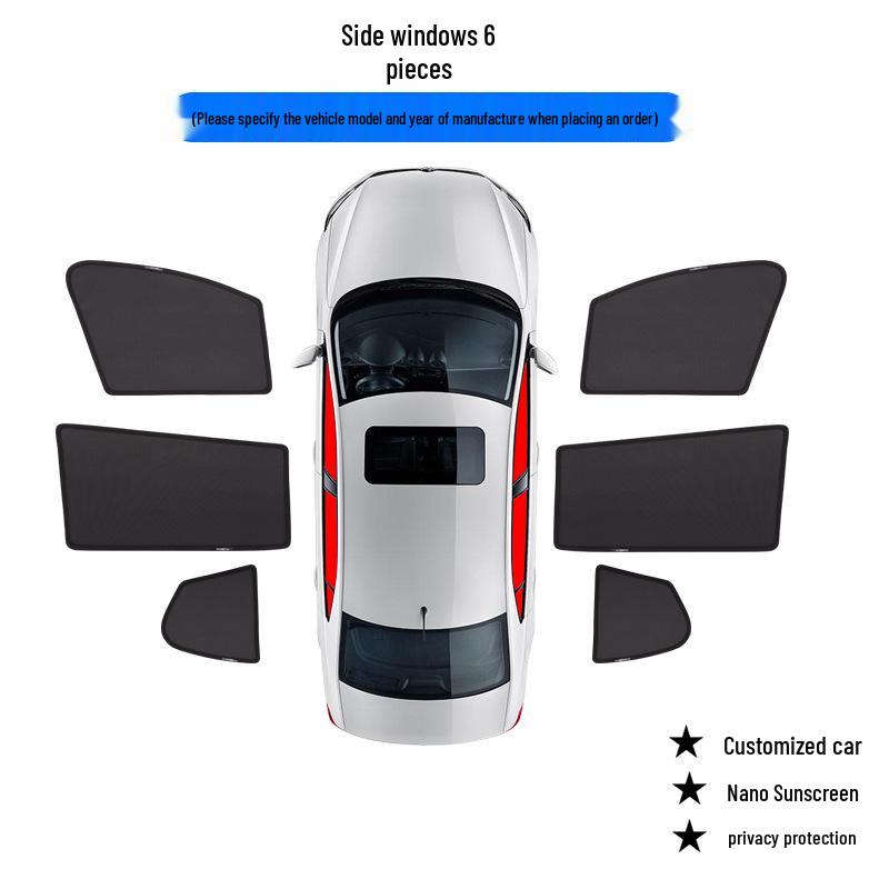 Magnetic Car Window Curtains: Sun Shades & Mosquito Repellent, Heat Insulation, Sun Block, Custom Fit for Specific Models, Free Shipping