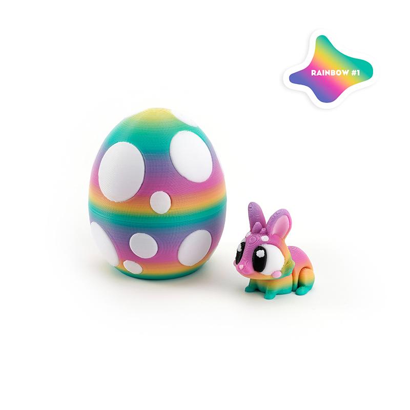 

3D Cute Printed Rabbit Eggs Animal Model Toys Vibrant Multi-Colored Easter Rabbit Home Desktop Decor Ornament Happy Easter Gifts For Kids