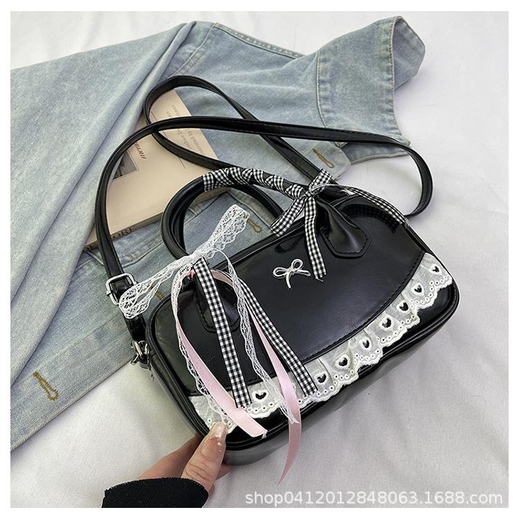 

Корейская новая повседневная милая балетная портативная сумка-бостон в иностранном стиле, с высоким чувством, для поездок на работу, универсальная сумка-мессенджер для женщин чёрный