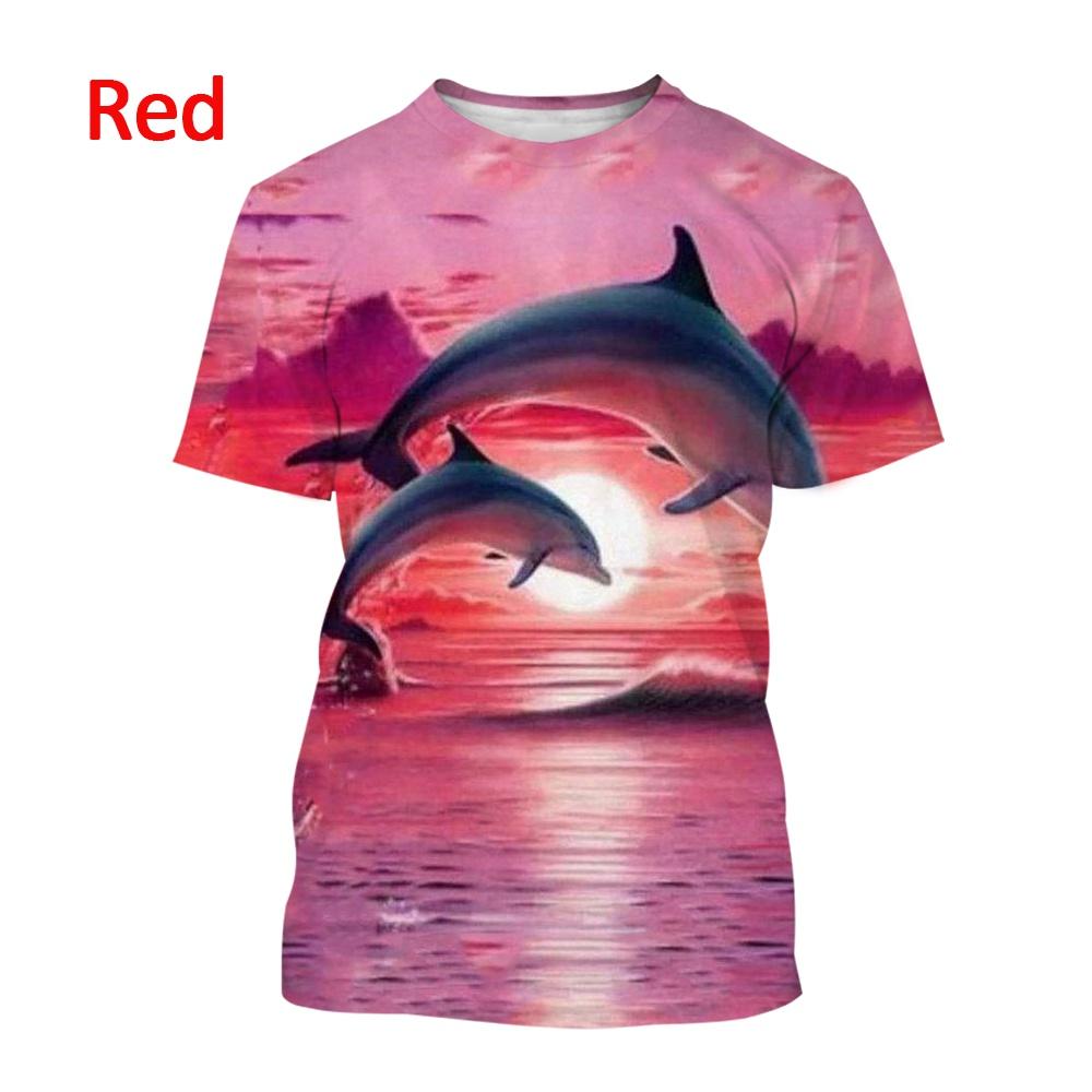 Hot 3d Dolphins Animal Prints for Men and Women Summer T-shirt Personality Cute Trend Round Neck T-shirt