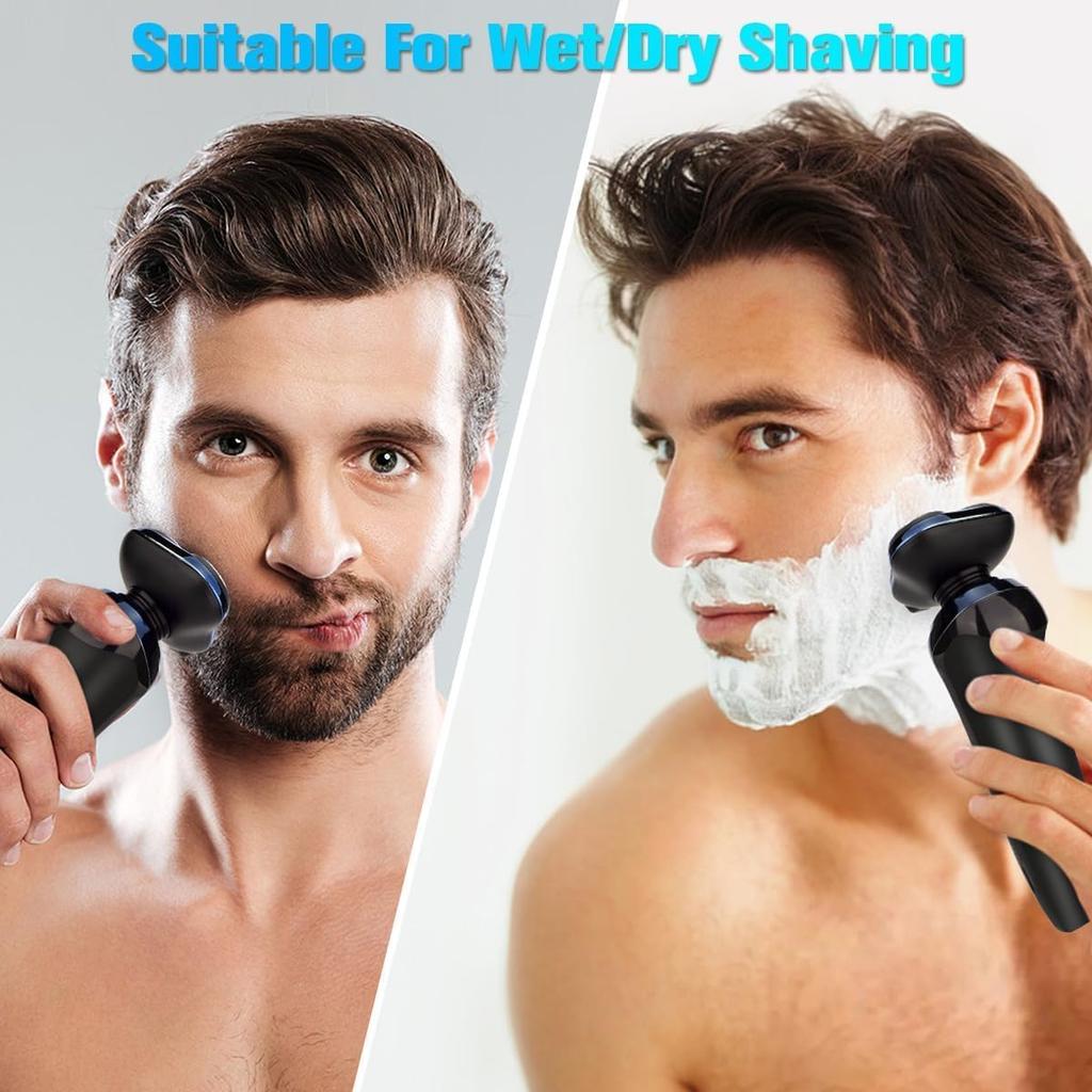 Electric Rotary Close and Fast IPX7 Wet and Dry Fully LED Battery Level Safety Care USB Rechargeable Men's Shaver, 3-Blade Shaver, Shaving,
