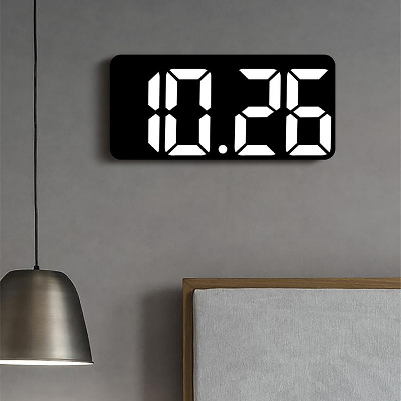 Acrylic Digital Alarm Clock Time Date Temperature Display Countdown Clock Remote Control Wall Clock 12/24H Electronic LED Clocks