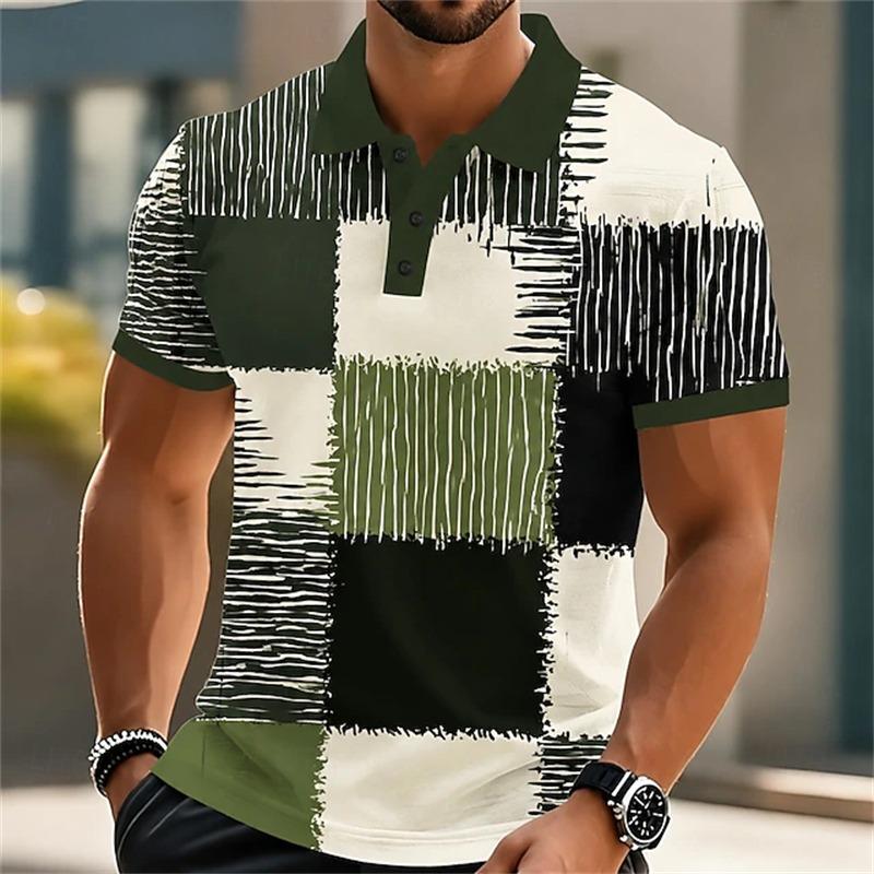 Men's Summer Polo Shirt Striped Short-Sleeve Breathable Men's Top Business-Style Collar High-Quality Short-Sleeve Top