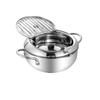 304 Stainless Steel Tempura Frying Pot with Double-Bottom, Oil-Saving, Temperature Control, and Thermometer for Gas and Induction Cookers