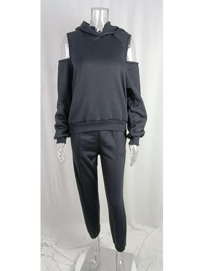 Autumn 2025 Minimalist Long Sleeve Fleece Sweatshirt & Elastic Waistband Long Pants Set