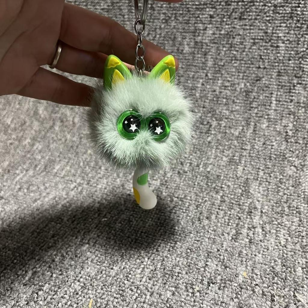 Cartoon Hairball Cat Pendant Decorative Cute Elf Small Briquettes Keychain Kawaii Plush Cat Plush Ball Key Chain Women Men