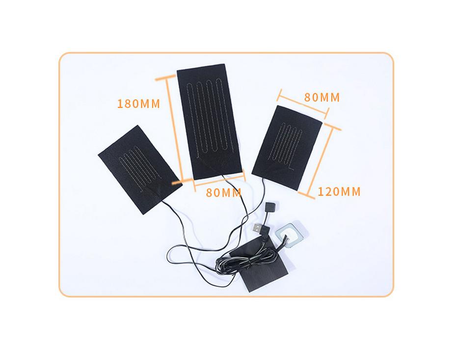 Wodoodporna elastyczna podkładka grzewcza z włókna węglowego zasilana przez USB do odzieży