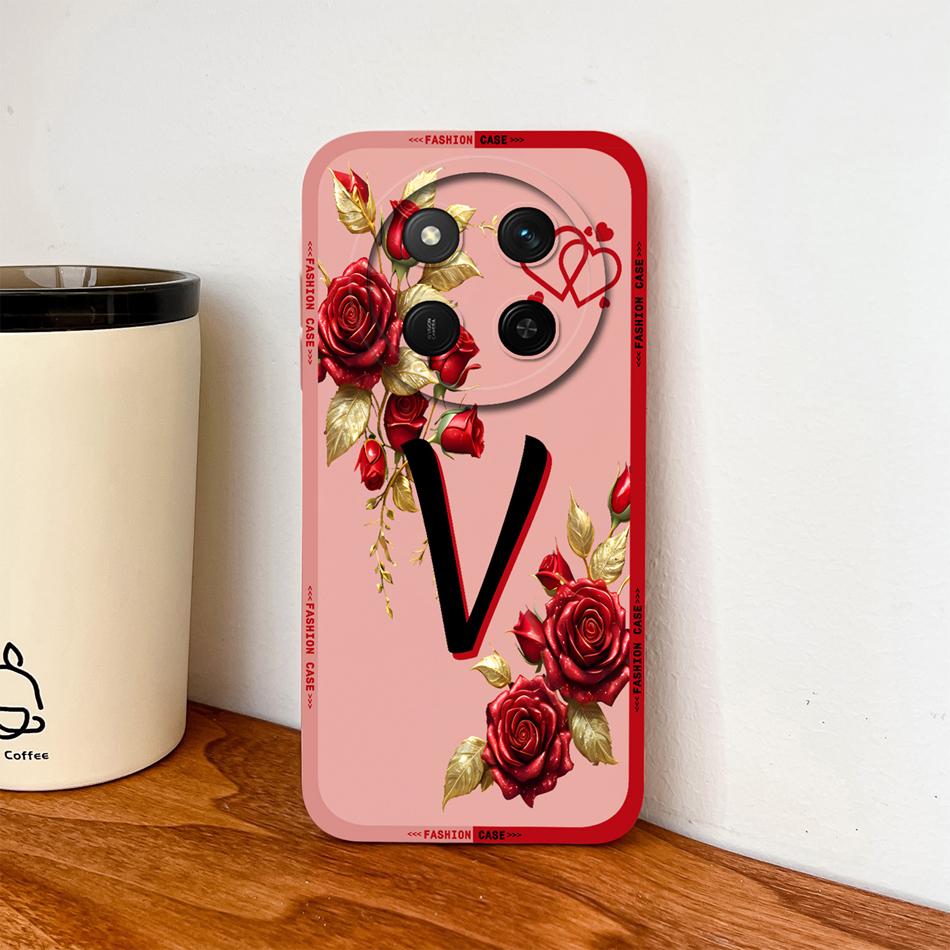 For Honor Magic 7 Lite Case For Magic 8 Lite Rose Letters Soft Phone Back Cover For Magic7 Magic8 Lite Liquid Silicone Fundas