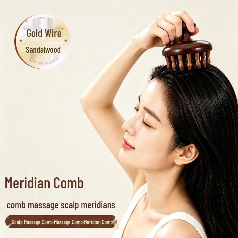 Premium Sandalwood Scalp Massage & Meridian Therapy Comb - Versatile Wooden Comb for Full-Body Use
