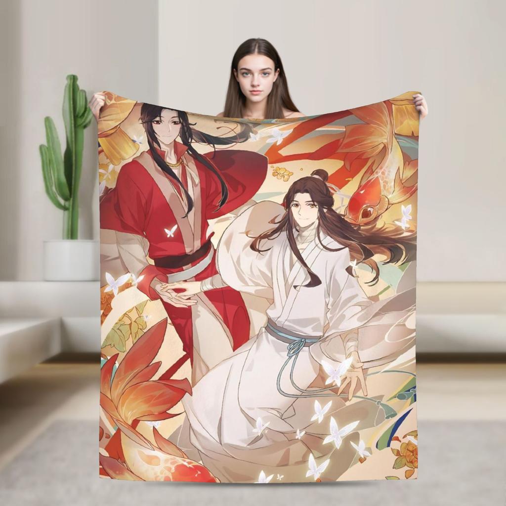 Heaven Official's Blessing Blanket  Soft Funny Plush Throw Blanket For Living Room Decorative Flannel Bedspread Bed Cover