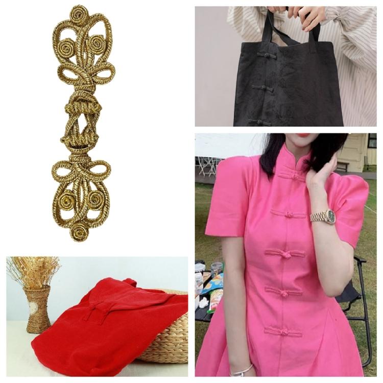 Handwoven Gold Leaf Shape Belt Pendants Cheongsam Belt Pendants For Traditional Costume Embellishment Clothing Project