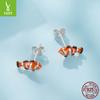 Zabawne Kolczyki Sztyfty z Olejem Rybki Błazenka, Personalizowane Inteligentne Kolczyki Sztyfty ze Srebra Próby S925