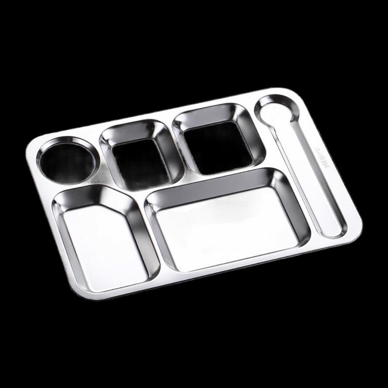 304 Stainless Steel 6-Compartment Canteen Tray