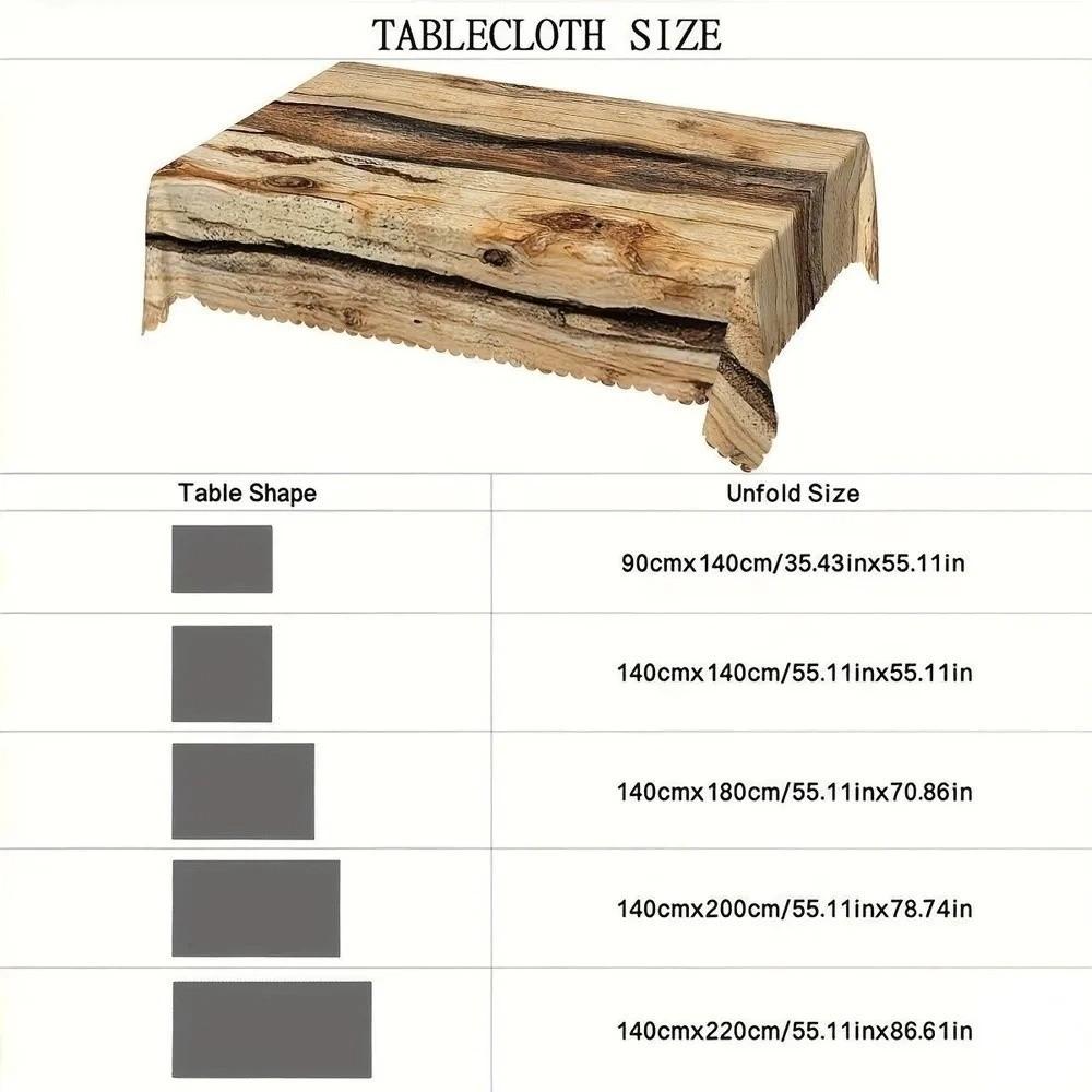 Square Printed Table Cover Rustic Wood Pattern Polyester Table Cloth  Outdoor Event