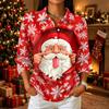 Damen Freizeithemd mit 3/4 Ärmeln, Kragen und Knopfleiste mit Weihnachtsdruck