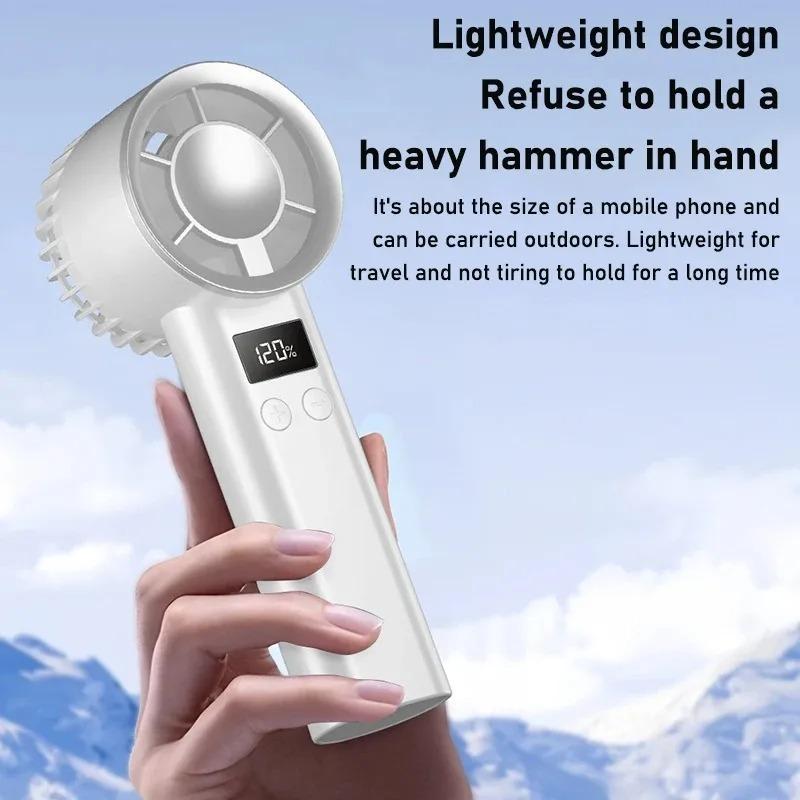 Portable Handheld Fan Mute Personal Highspeed Fan Air Calculating Fan Large-capacaity Battery Mute Electric Fan For Outdoor