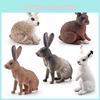 Simulated White Gray Brown Wild Rabbit Model Desktop Ornament For Children