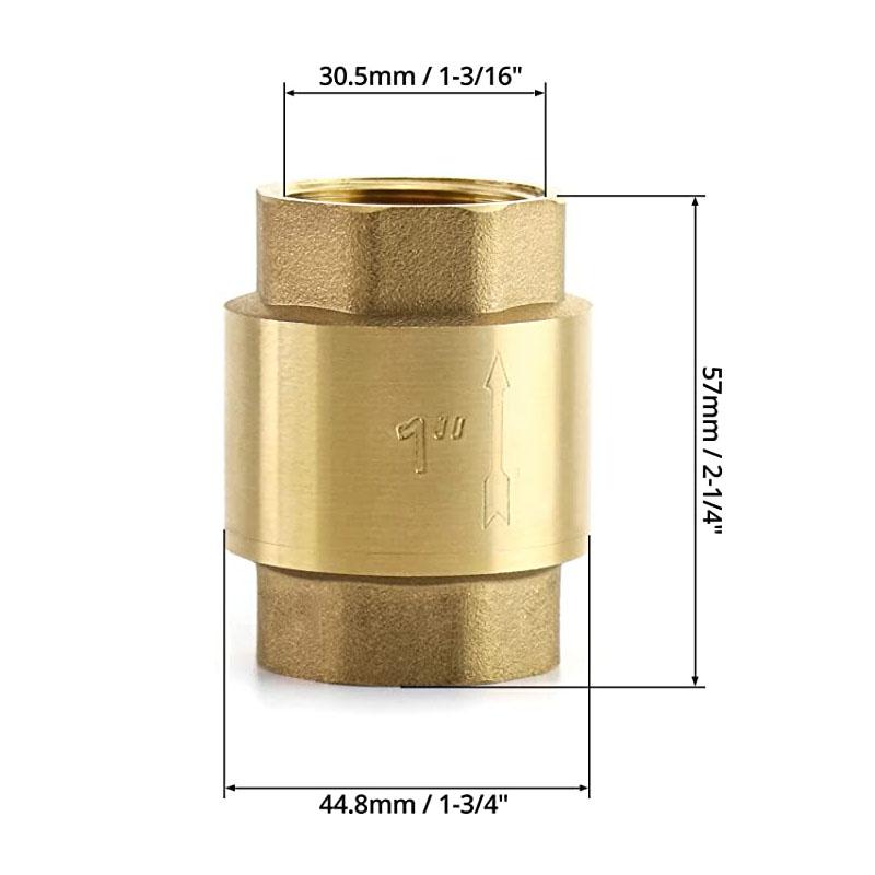 Fabrikpreis Messing 1/2" Messing Vertikales Rückschlagventil mit Feder Einweg-Rückschlagventil