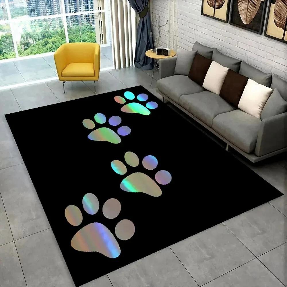 Pets Footprint Sole Series 3D Area Rug Large, Kids Non-slip Floor Mat Carpet Rug for Living Room Bedroom Sofa Doormat Decoration