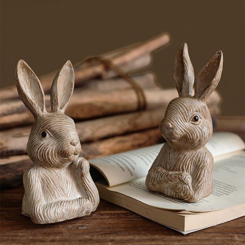 Nordic Cute White Rabbit Resin Figurine - Home Decor & Photo Prop