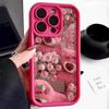 Romantic Pink Rose Bear Full Coverage iPhone 11, 12, 13 Pro Max, 14 Plus, 15 Case
