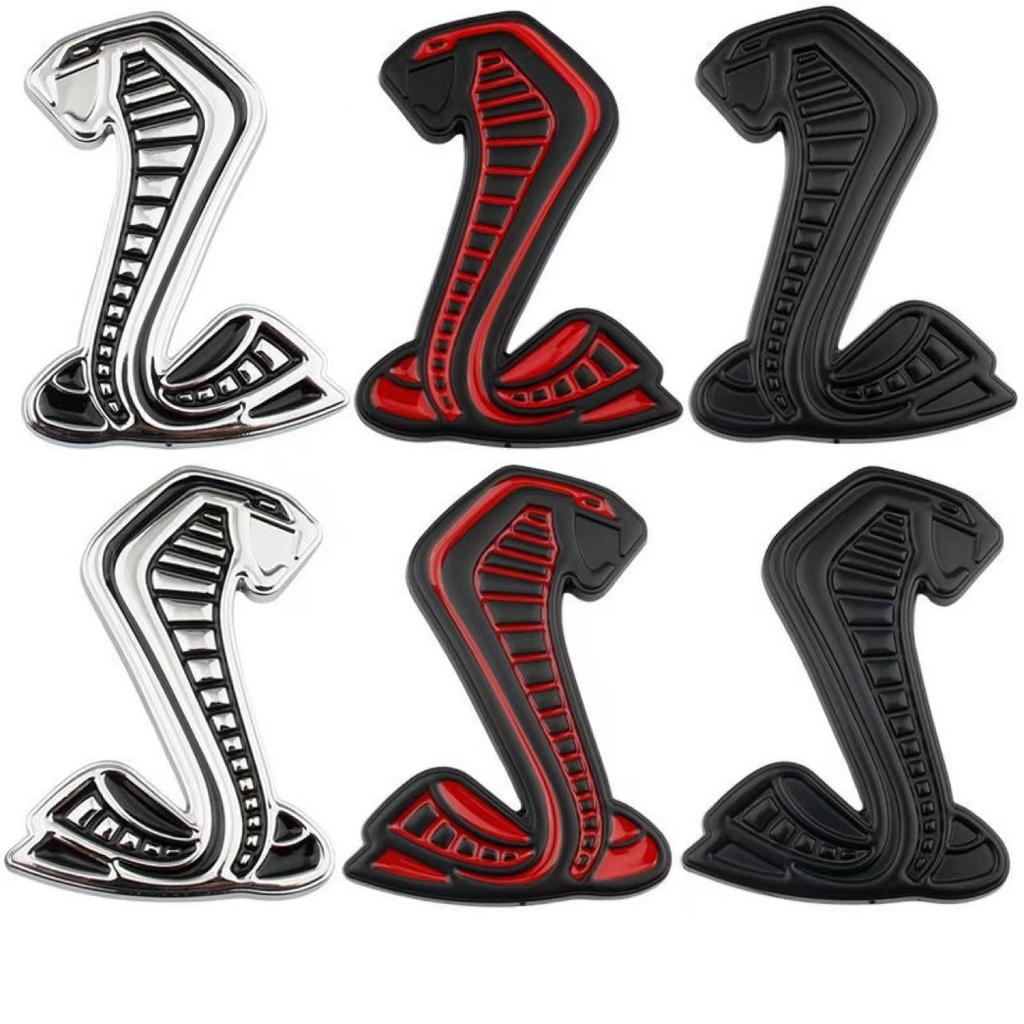 3D Metal Cobra Logo Sticker Car Front Grille Badge Body Fender Rear Trunk Emblem Decal Decor Accessories