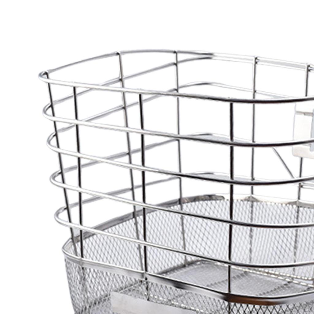 Bike Basket Front Stainless Steel Portable Mountain Bikes Storage Rack for Commuting