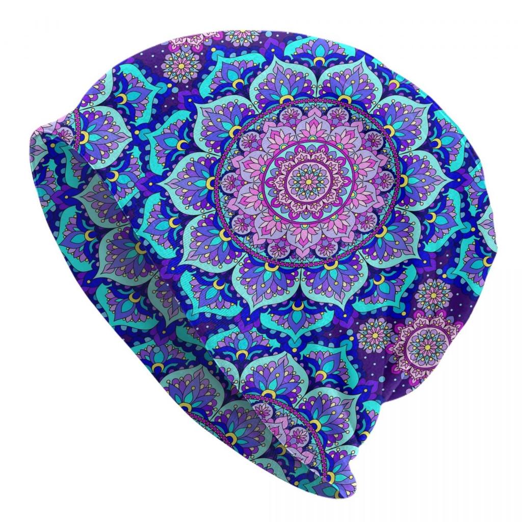 Custom Bohemia Ethnic Unisexdala Flower Pattern Skullies Beanies Caps Winter Warm Women Unisex Knitting Hats Unisex Adult Bonnet Hats