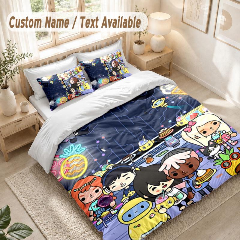 Toca Boca World Bedding Set, 1 Duvet Cover & 2 Pillowcases Soft Comfortable Bedroom Home Textile Decor
