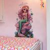 Cartoon Mermaid Wall Stickers for Girls Rooms Bedroom Decals DIY Home Decoration