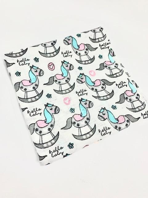 Colorful cotton diaper 70x80 (horses)