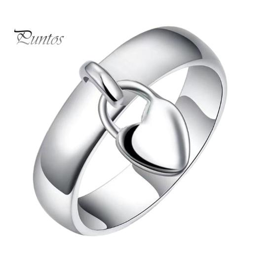 

Женское кольцо в форме сердца с замком из полированного гальванического сплава с геометрическим кулоном из цветной нержавеющей стали, женский подарок на годовщину, обручальное кольцо US 8 серебряный