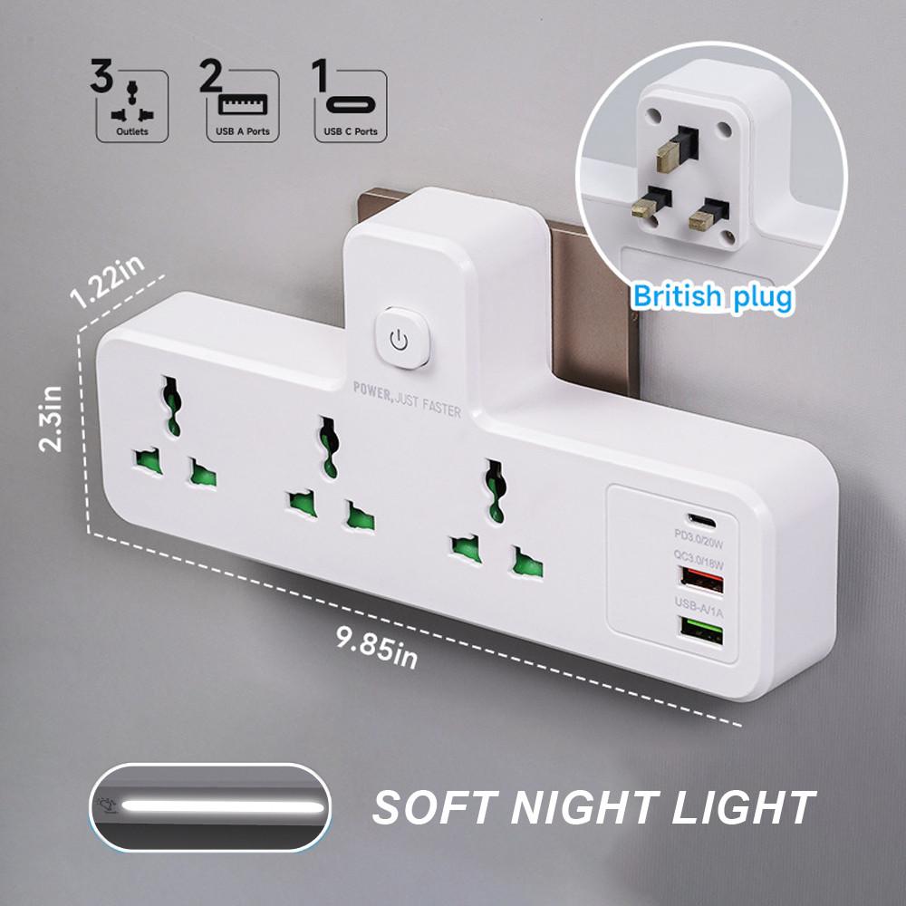 6-in-1 Cube Electrical Extender Outlet Power Adaptor Household Multi Plug Extension SocketPD3.0 20W USB Wall Charger