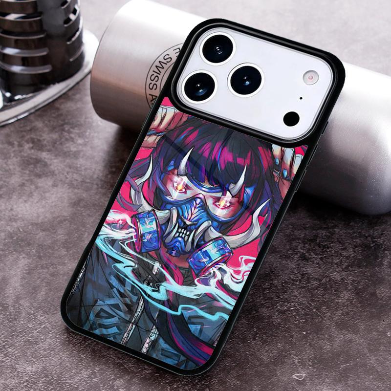 

Neon Oni Girl Anime Phone Case for iPhone 17 16 15 Pro Max Air 14 13 12 11 Plus Shockproof Capa Cover iPhone 14 Pro