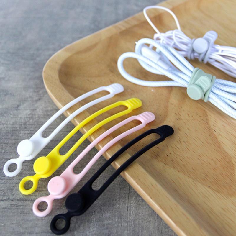 Adjustable Silicone Multi Purpose Cable Organizer Fastening Strap for Electronics TV Charging Cord Storage