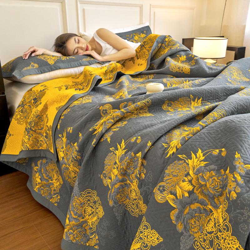 All-Cotton Yarn-Dyed Jacquard Gauze Blanket - Soft, Skin-Friendly Four-Season Bedspread