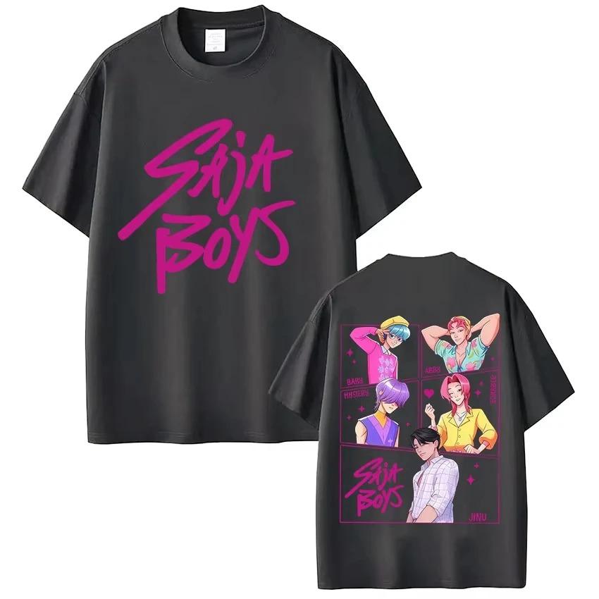 KPop Demon Hunters Saja Boys T-shirt Harajuku O-neck Casual Shirt Gift Men Women Short Sleeve Oversized Y2k Male Female Clothing