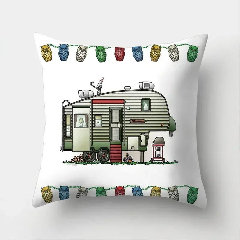 RV Pattern Home Decoration Living Room Decorative Pillowcases Decorative Pillowcases Cushion Covers Sofa Pillows