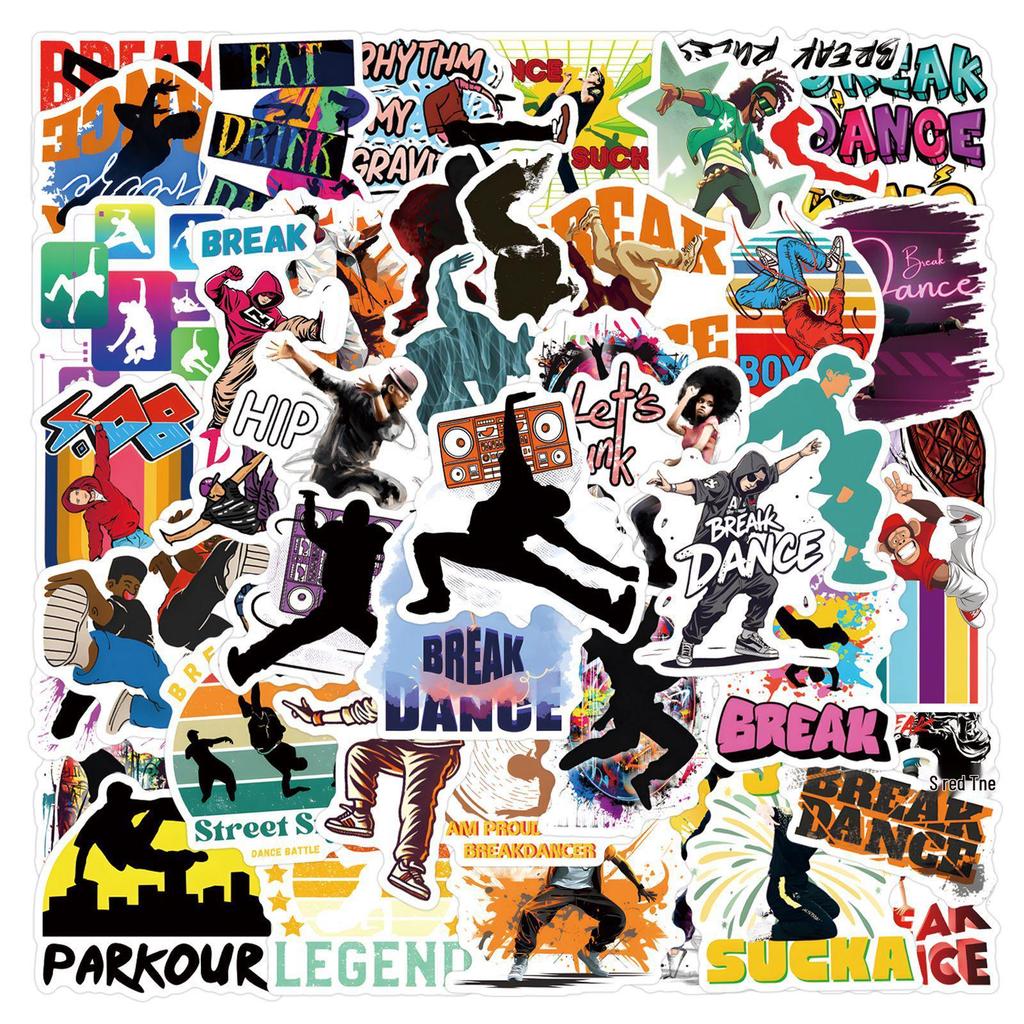 55 Waterproof Cartoon Breakdance Stickers for Decoration and Stationery