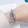 99% Pure Silver Ruyi Lock Bamboo Joint Bracelet for Women, Ethnic Retro, Open Bangle