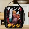 C-Chainsaws Man Heat-keeping Meal Tote Cooler Bag Reusable,Meal Container Kitten Anime Compact Tote Lunch Box Food Bag College