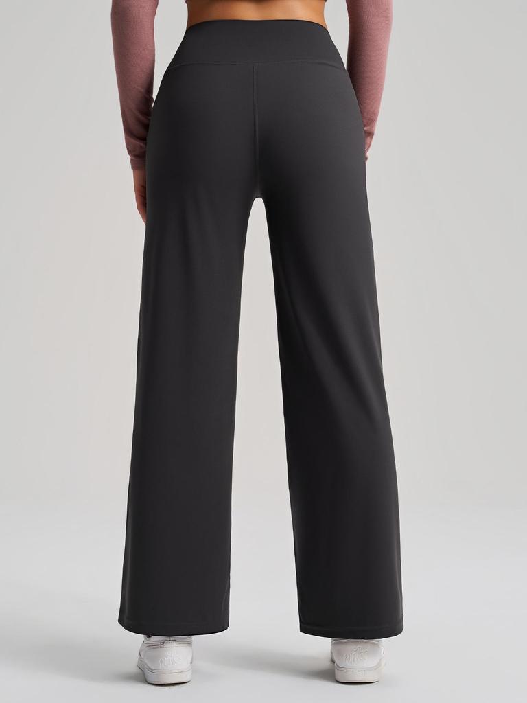 High-Waisted Drape Yoga Pants - Wide-Leg, Slimming, Straight-Leg Design for Fitness
