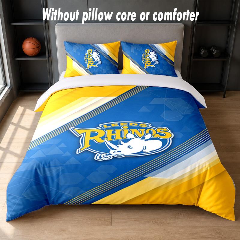 Leeds Rhinos Design Set Biancheria da Letto 1 Copripiumino + 2 Federe Morbido Traspirante Biancheria da Letto per la Casa