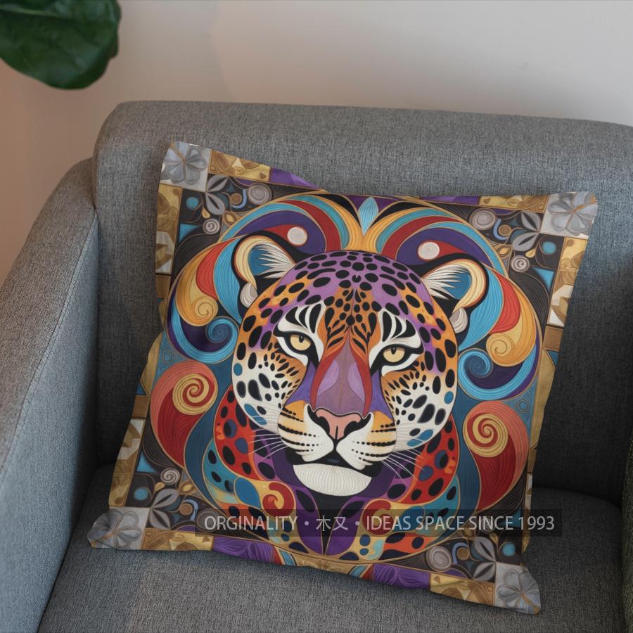 2D Wild Animal Print Abstract Leopard Pillow Cover Pattern Cushion Cover Suitable For Sofa Bedroom Car Pillow Cover