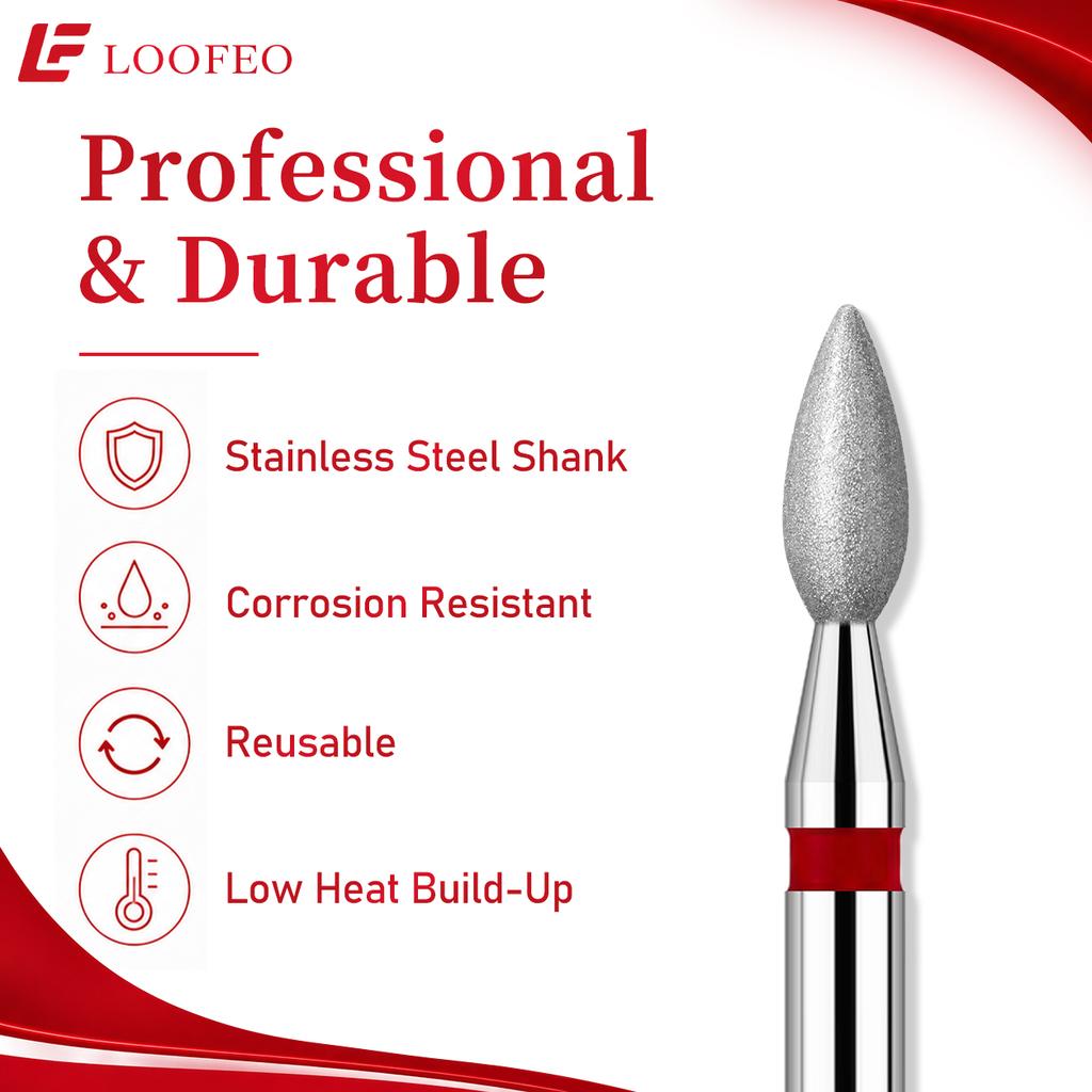 10PCS Drop Shape Nail Milling Cutters Fine Grit Diamond Nail Drill Bit Set for Nail Prep Shaping Cuticle Cleaning Nail File Bit Sets Universal 2.35mm