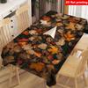 2D Flat Printing, 1pc Rectangular Tablecloth with Autumn Leaves Pattern, Durable Polyester Tablecloth, Yellow Autumn Leaves Flat Printing Design, Very