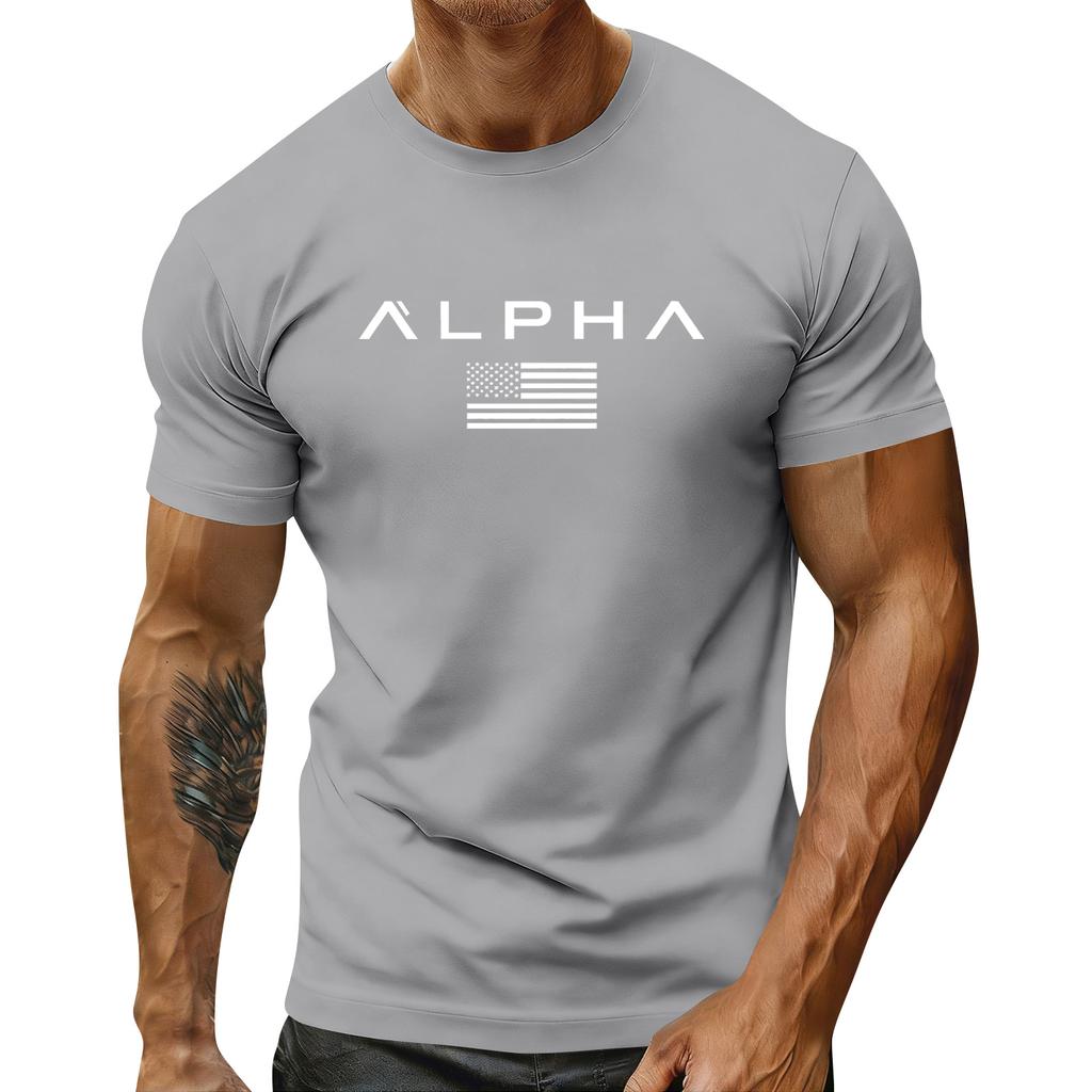 Men's Holiday Print Round Neck Short Sleeve Top Casual Sports Top