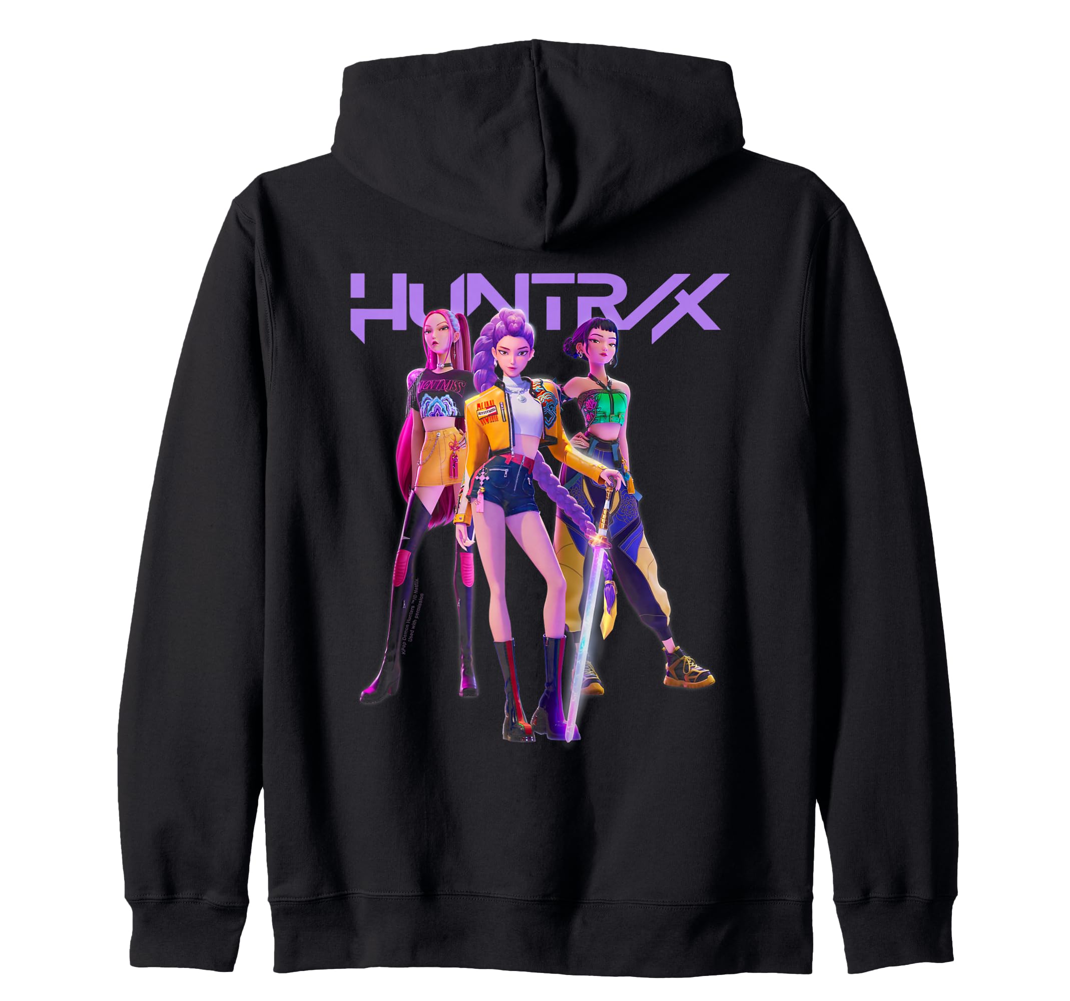 

KPop Demon Hunters Huntrix Band Pose Back Zip Hoodie Huntr/X чёрный